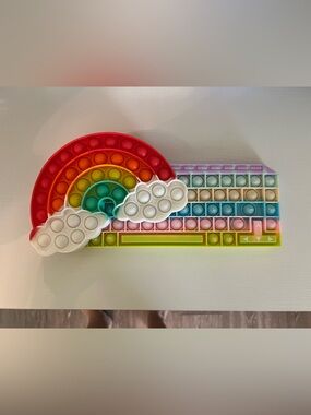 Rainbow Pop Fidget Toy Keyboard with Cloud Buttons - Multicolor Set of 2 !